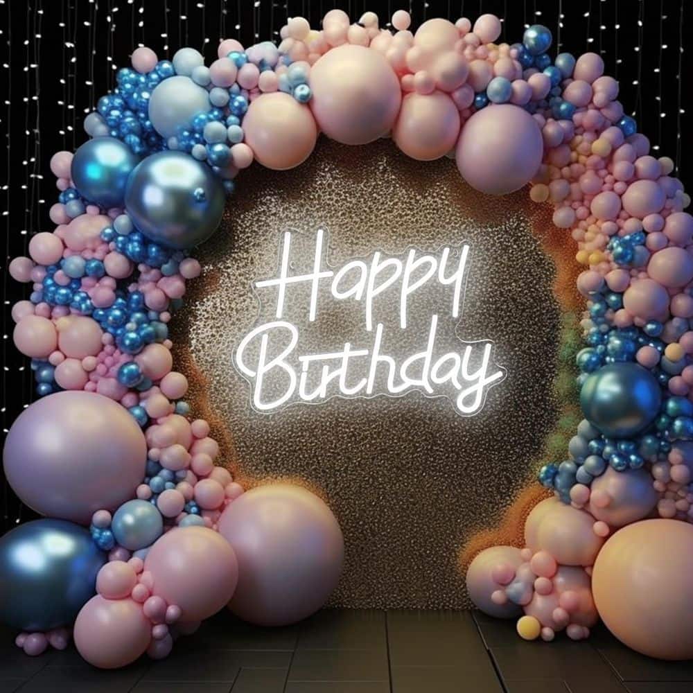 Afoxsos Happy Birthday Neon Sign Dimmable LED Wall Decor Light Up Neon Birthday Sign for Party Backdrop White (3)