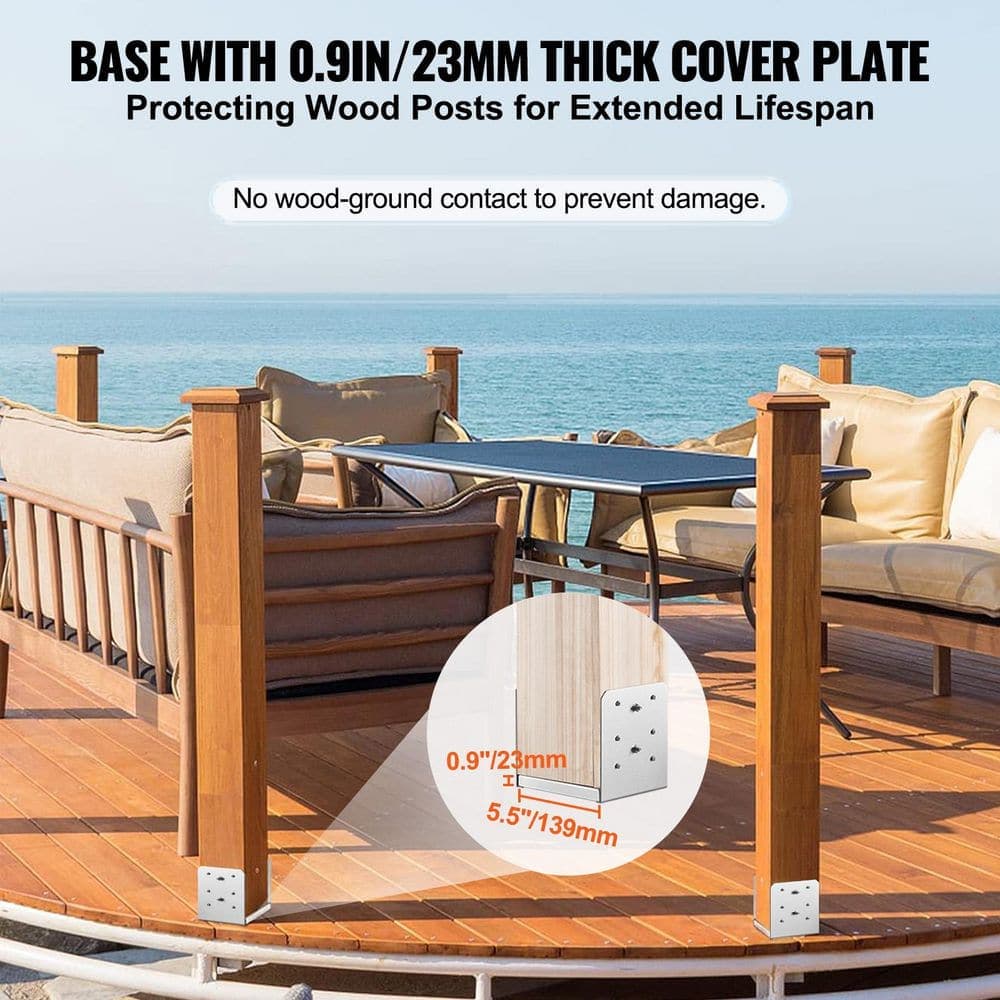 SVOPES 6 x 6 in. Post Base, 10 Pieces Stainless Steel Adjustable Post Anchor Bracket, Supports Deck, Porch, Pavilion Handrails (3)