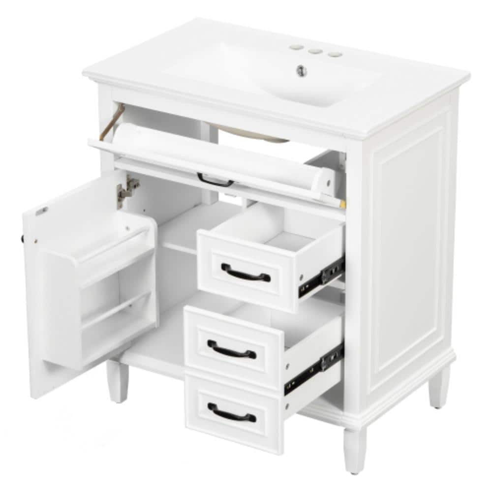 Unbranded 30 in. W x 18.3 in. D x 34 in. H Bathroom White Linen Cabinet