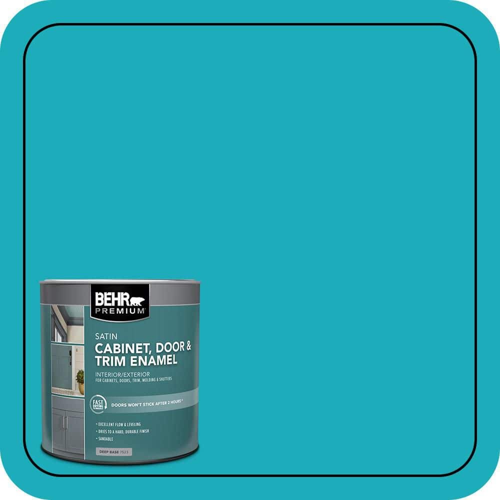 BEHR PREMIUM 1 qt. #P470-5 Placid Sea Satin Enamel Interior/Exterior Cabinet, Door & Trim Paint (1)