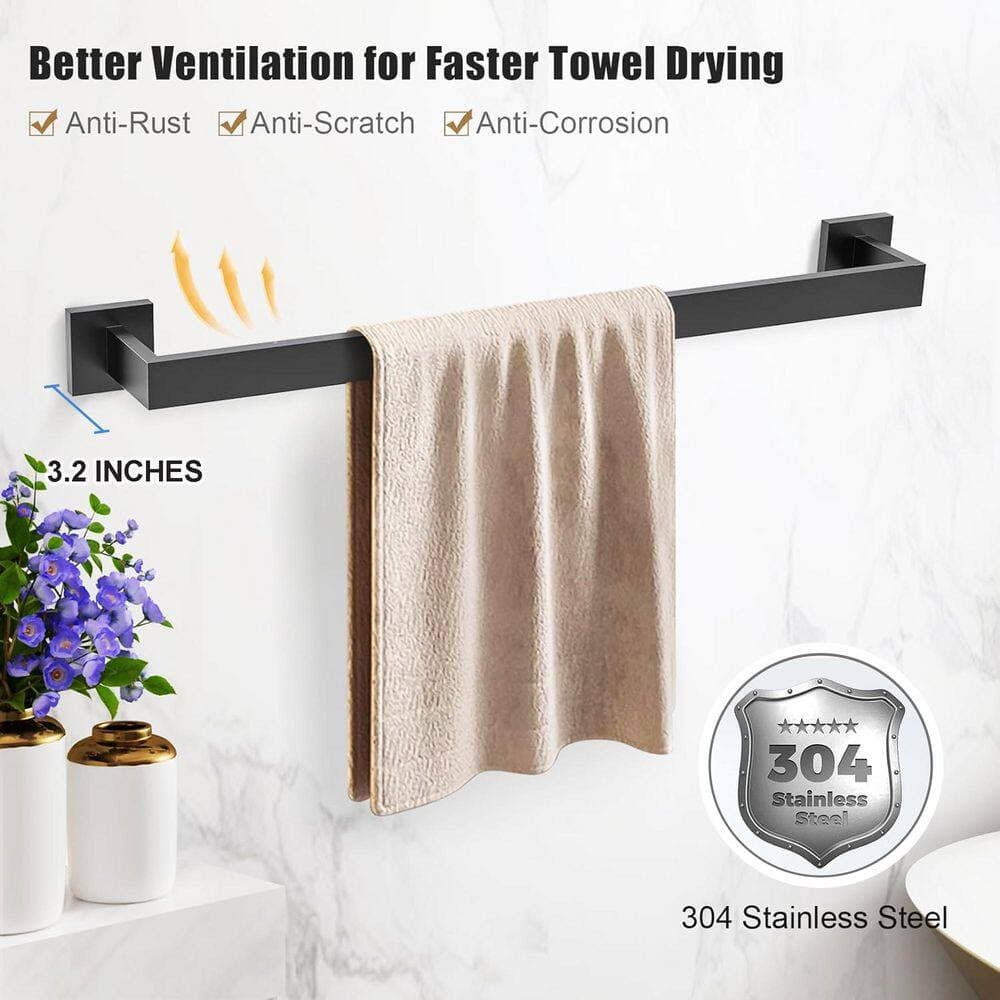 ATKING Wall Mounted Bath Hardware Set Towel Bar Towel Ring Towel Hook Set Include Mounting Hardware (4)