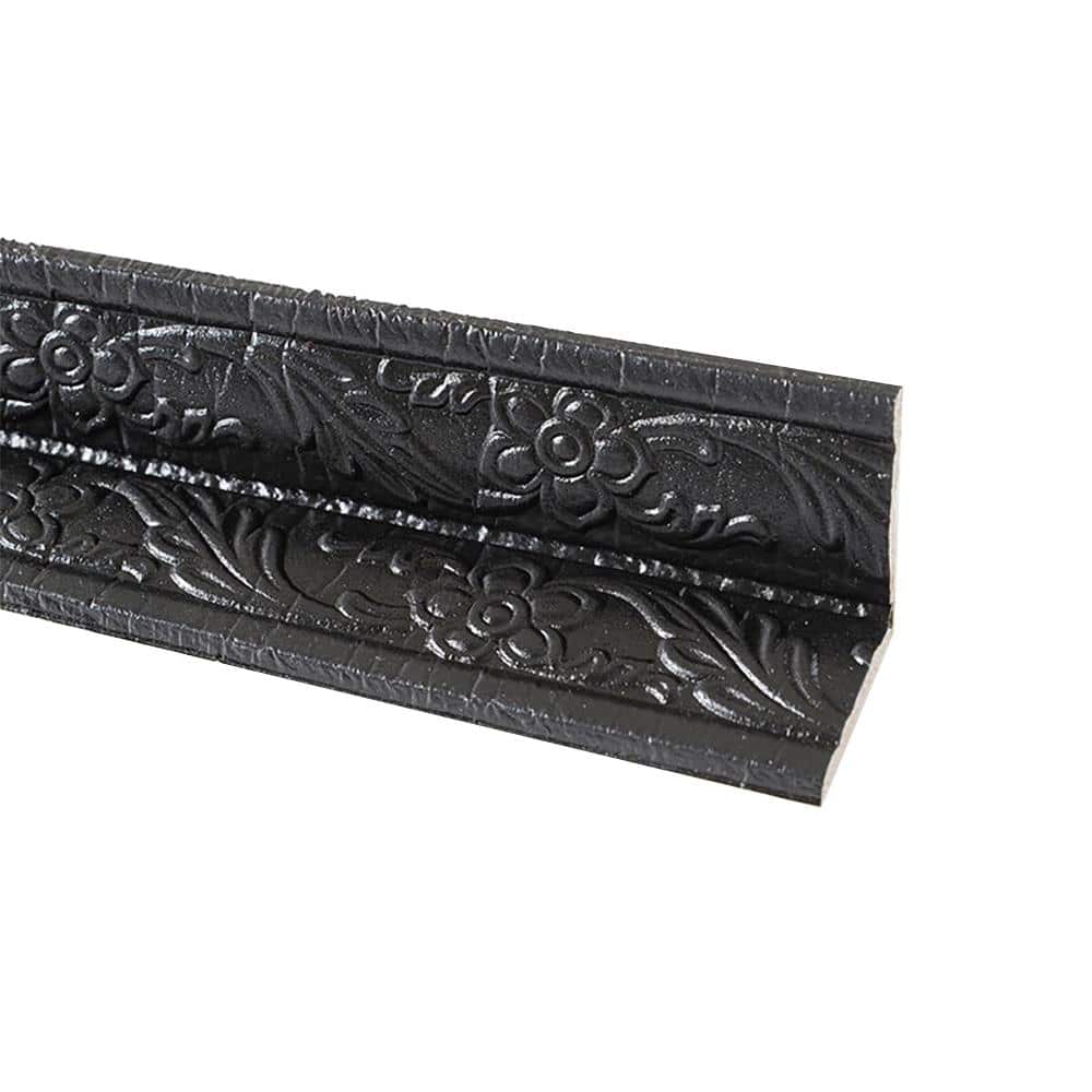 Wellco 2 in. x 2 in. x 90 in. Black Foam Crown Moulding, Flexible Peel and Stick Ceiling Moulding Trim. (1)