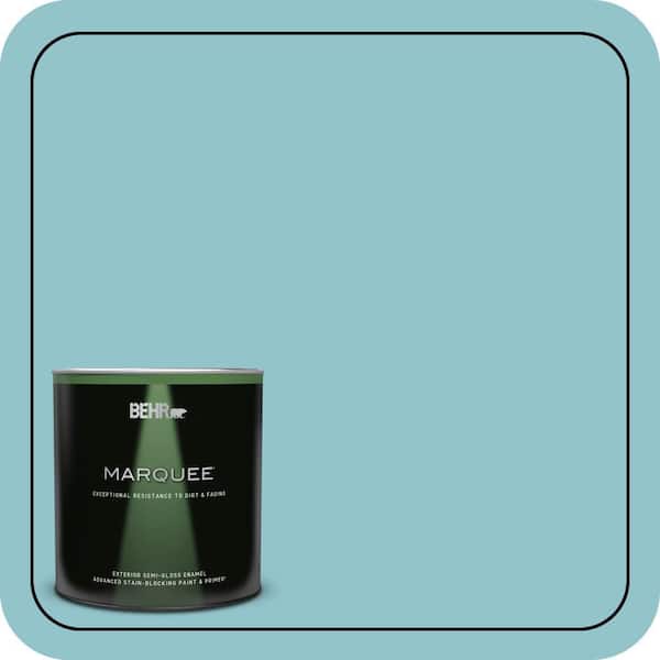 BEHR MARQUEE 1 qt. #MQ6-32 Cosmic Blue Semi-Gloss Enamel Exterior Paint & Primer (2)