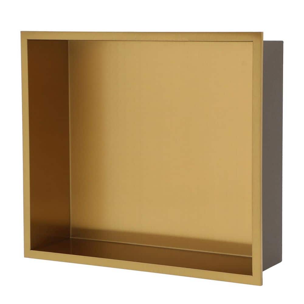 LIVIZA 15 in. W x 13 in. H x 4 in. D Stainless Steel Recessed Shower Niche Shelf Organizer in Gold (1)