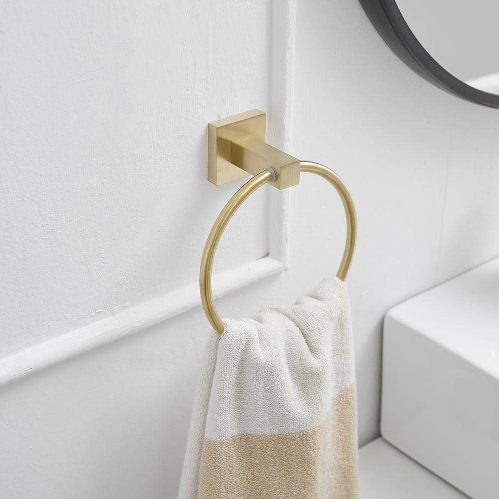 BWE Wall Mounted Towel Ring Bath Round Towel Hanger for Bathroom Toilet Kitchen Stainless Steel in Brushed Gold (3)