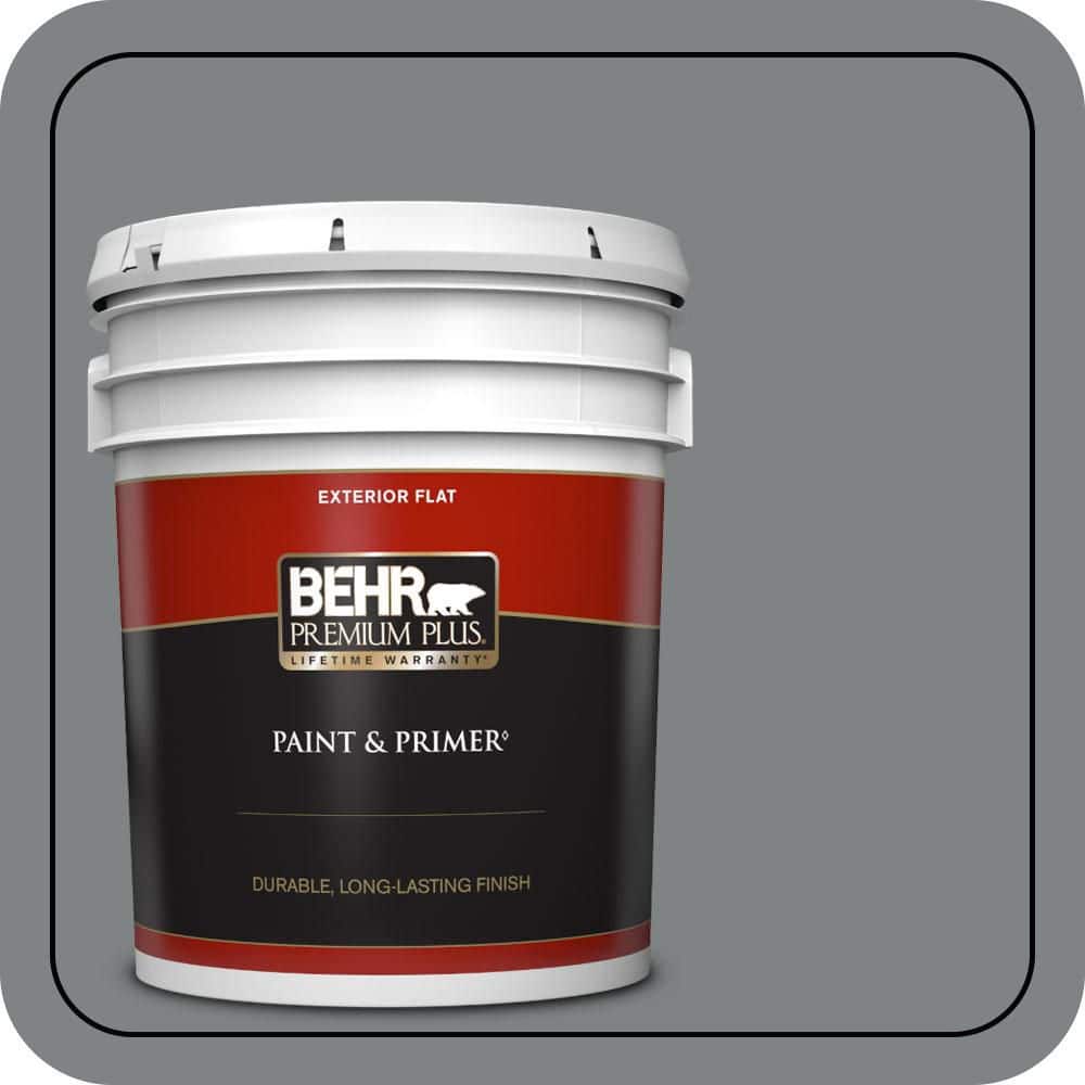BEHR PREMIUM PLUS 5 gal. #PPU26-03 Legendary Gray Flat Exterior Paint & Primer