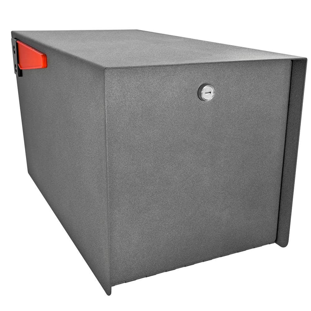 Mail Boss Mail Manager Street Safe X2 Rear Locking Mailbox Combo Kit, Surface Mount Post, Granite, 2-Compartment Security Cluster (3)