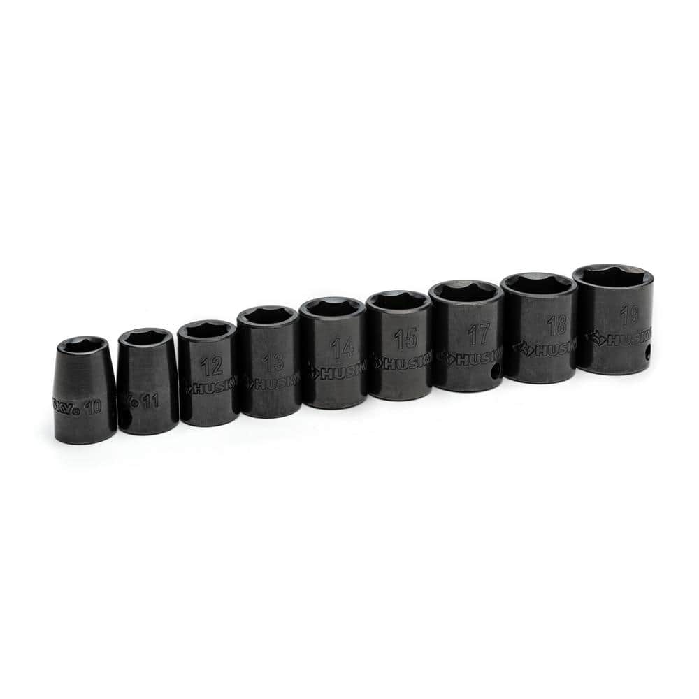 Husky 3/8 in. Drive Standard Metric 6-Point Impact Socket Set (9-Piece) (4)