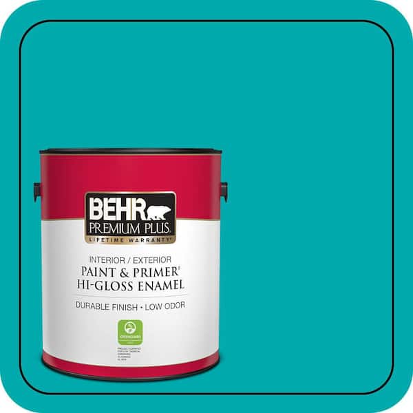 BEHR PREMIUM PLUS 1 gal. #P460-5 Fiji Hi-Gloss Enamel Interior/Exterior Paint & Primer (2)