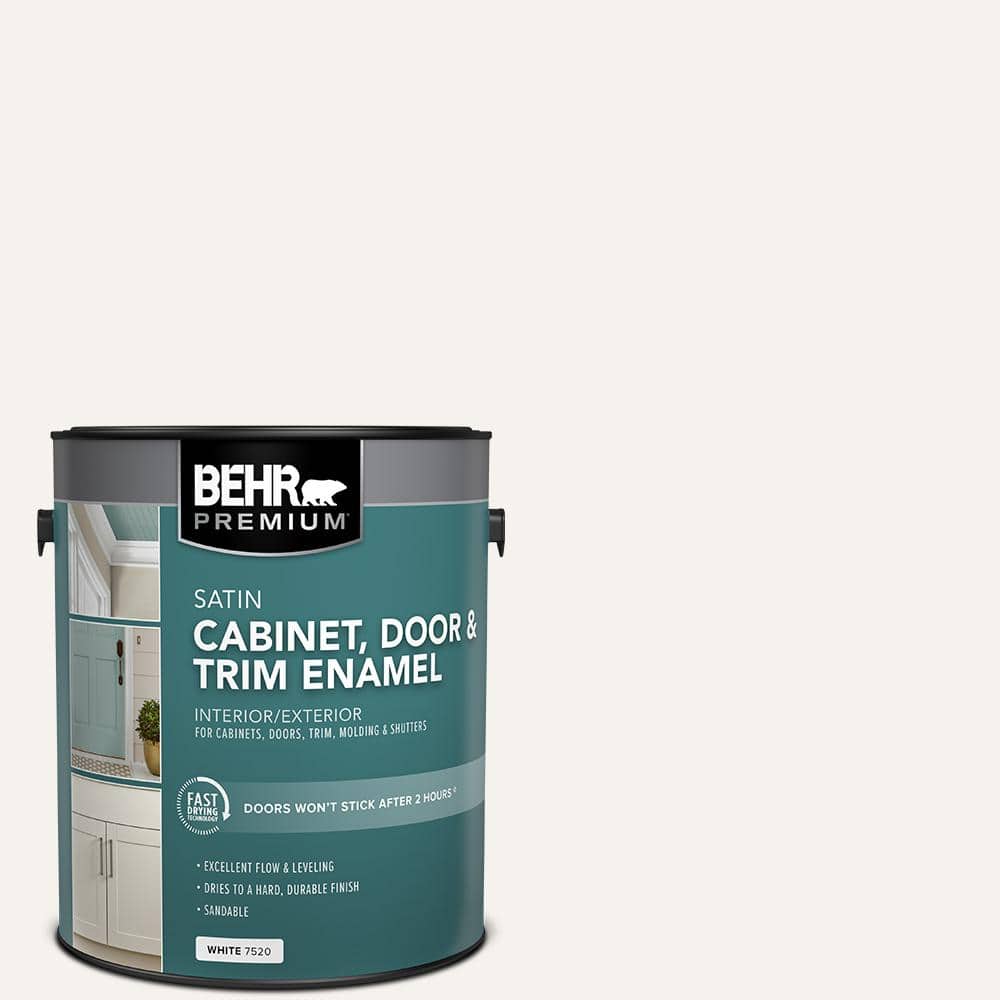 BEHR PREMIUM 1 gal. #PR-W14 Bit of Sugar Satin Enamel Interior/Exterior Cabinet, Door & Trim Paint (1)