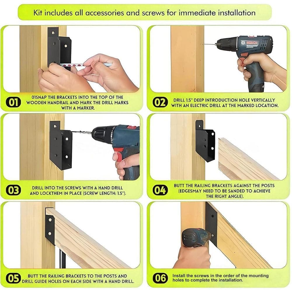 Afoxsos 8-Pieces Stainless Steel Deck Railing 30° Stair Connectors Black for Handrail Connection Installation (2)