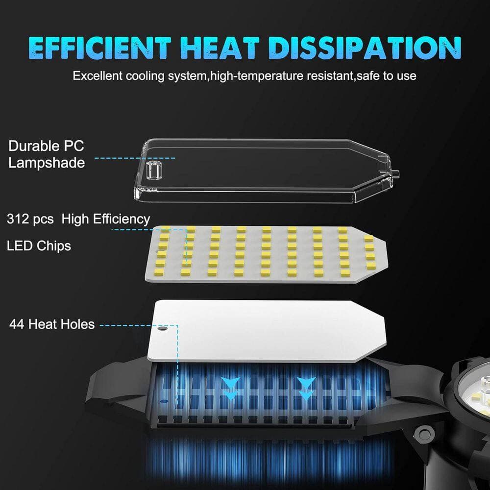Lukyamzn 100W 10000Lumen LED Garage Ceiling Light with 6 Adjustable Panels 6000K Daylight E26/E27 Base 2 Pack (2)