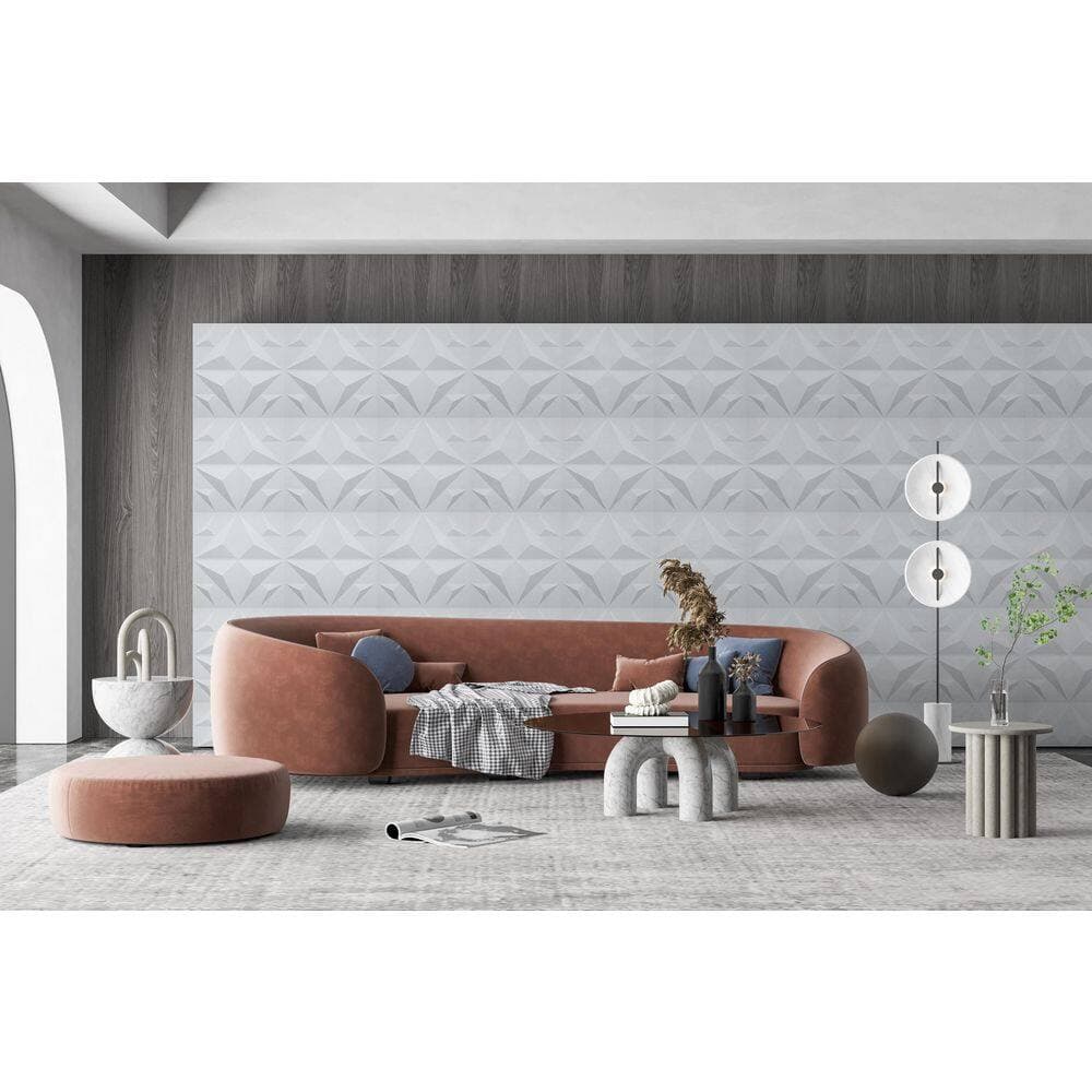 Dundee Deco Falkirk Ross 2/25 in. x 19.7 in. x 19.7 in. White PVC Abstract 3D Decorative Wall Panel 5-Pack (3)