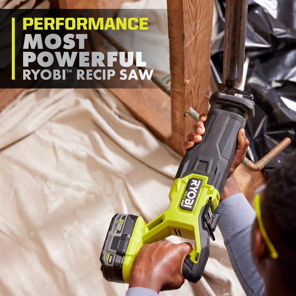 RYOBI ONE+ HP 18V Brushless Cordless Reciprocating Saw Kit with 4.0 Ah HIGH PERFORMANCE EDGE Battery and Charger (3)