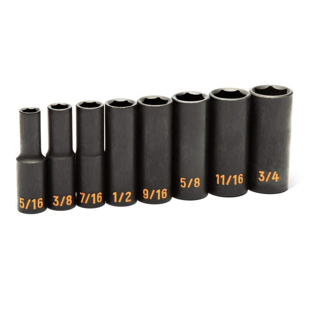 GEARWRENCH 3/8 in. Drive 6-Point SAE Hi-Viz Deep Impact Socket Set (8-Piece) (3)