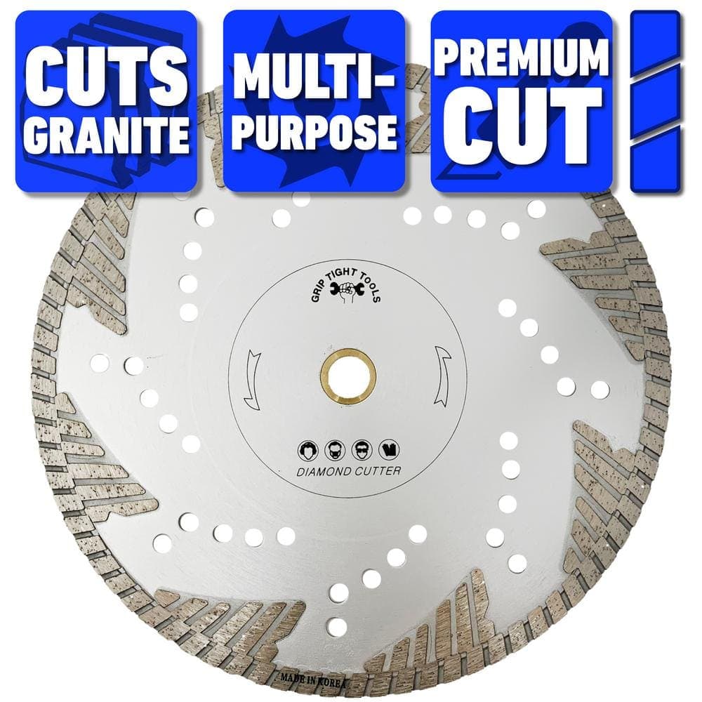 GRIP TIGHT TOOLS 10 in. Premium Deep Turbo Cut Diamond Blade for Cutting Granite, Marble, Concrete, Stone, Brick and Masonry (3-Pack) (2)