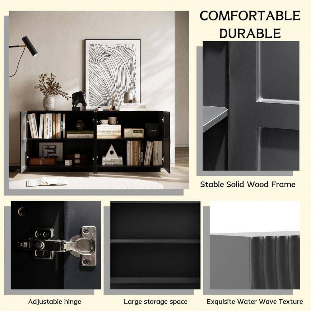 COWLOWN 59 in. W x 15 in. D x 26.5 in. H Bathroom Navy Blue Linen Cabinet (3)