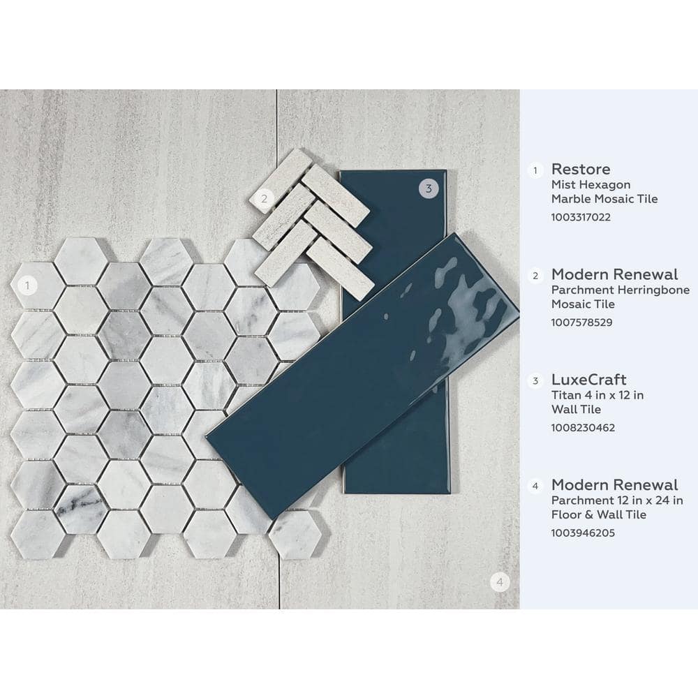 Daltile Restore Mist Honed 12 in. x 12 in. Marble Mosaic Tile (0.97 sq. ft./ piece) (4)