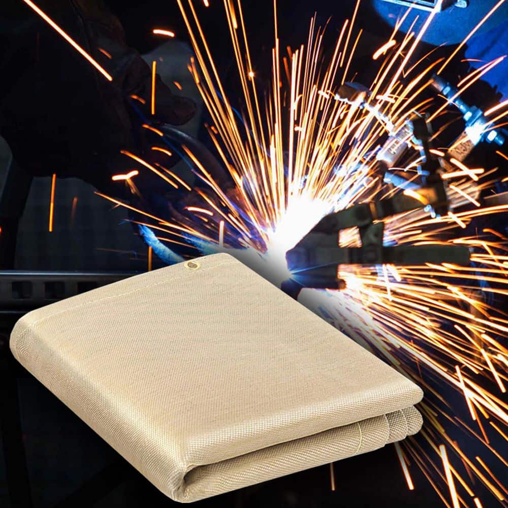 Ahfiwaso Heavy Duty Fiberglass Welding Protective Fire Blanket 4 x 6 Feet Heat Resistant Thickened Insulation Mat 1 Pack (2)