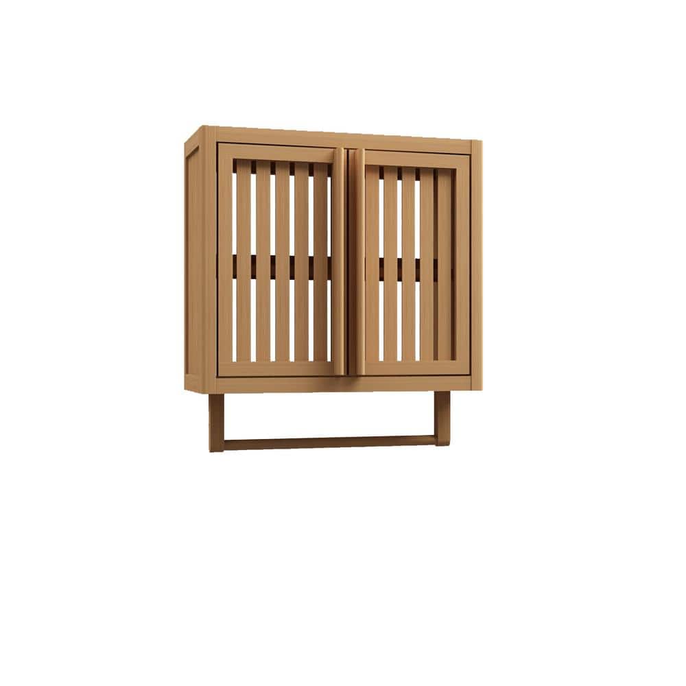 FUNKOL 19.69 in. W x 8.46 in. D x 21.69 in. H Bathroom Storage Wall Cabinet in Natural, Bamboo Made