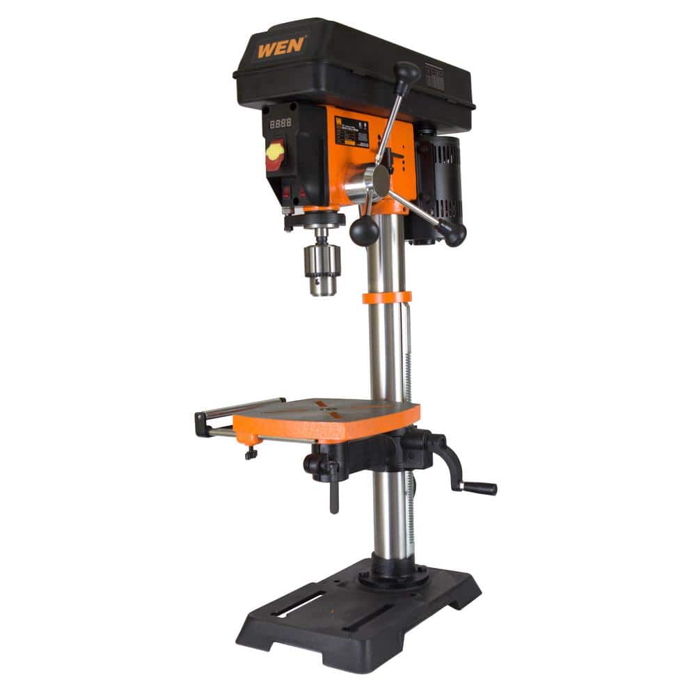 WEN 12-Inch Benchtop Cast Iron Drill Press, 6. 2A Variable Speed with 1/8-5/8 in. Chuck Capacity Laser and LED Work Light (2)