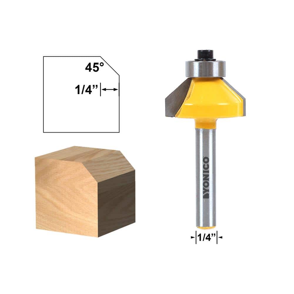 Yonico Chamfer Edge Forming 45-1/4 in. Shank Carbide Tipped Router Bit (2)