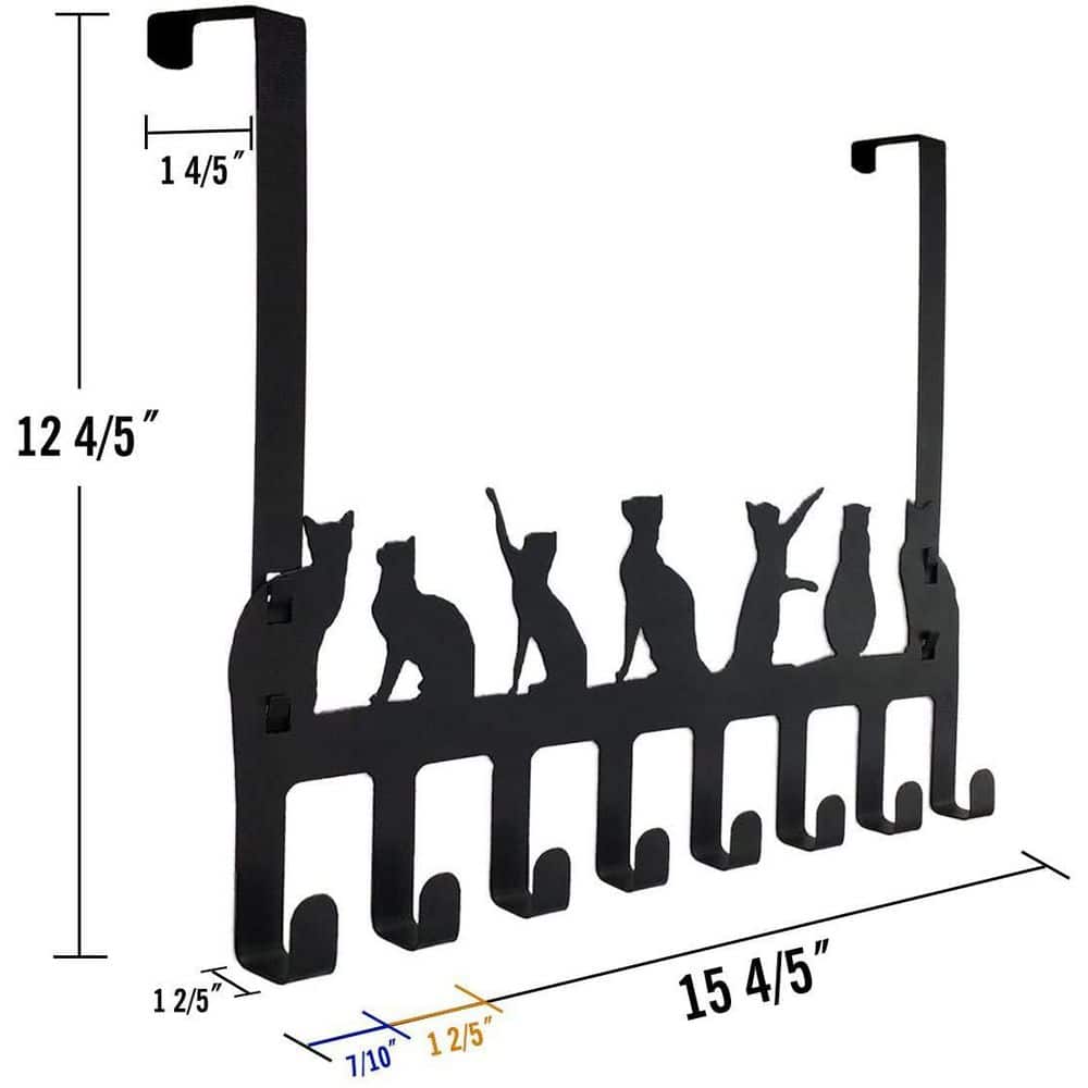 Wudkey 8 Hooks Metal Over the Door Hook Organizer in Black (2)