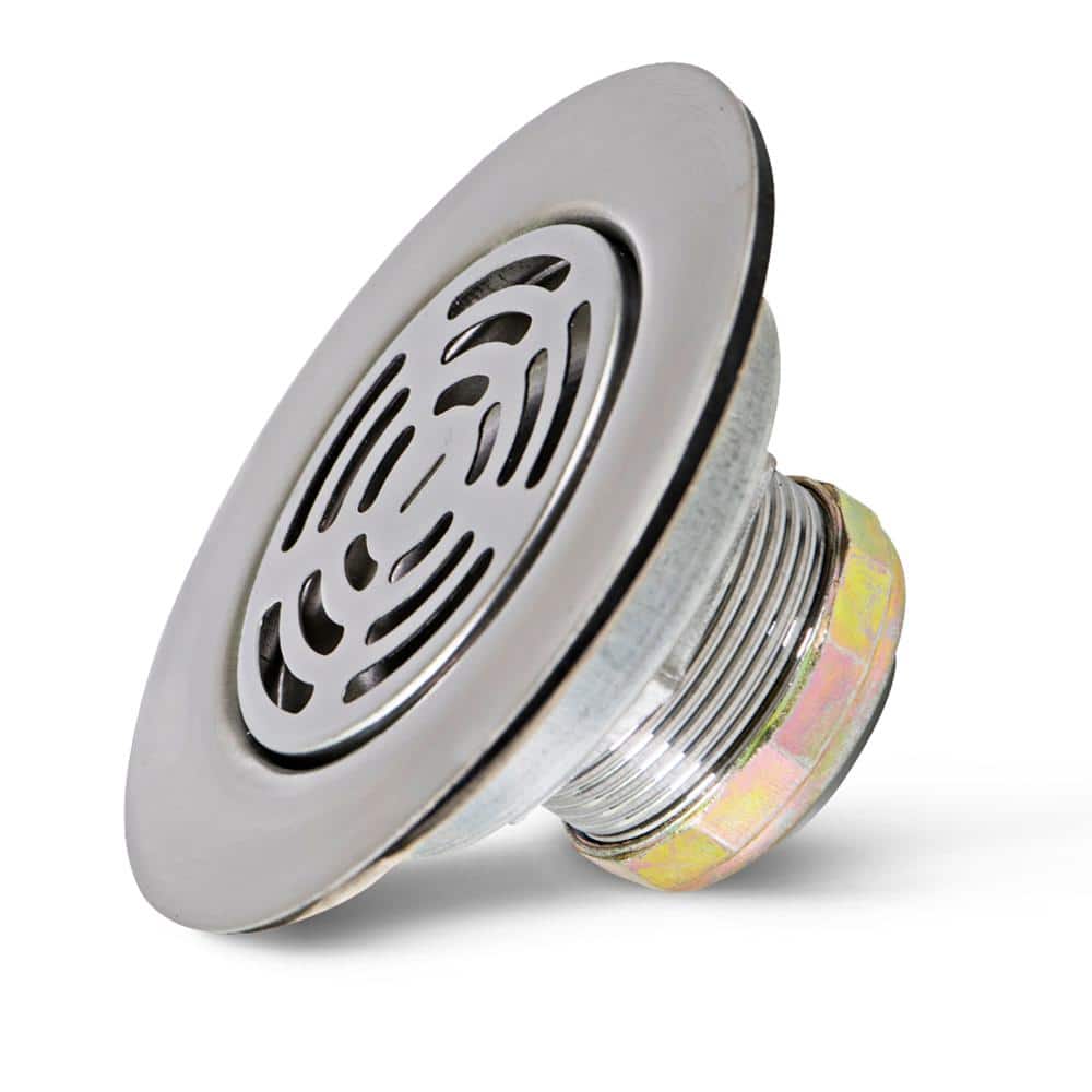 PLUMBFLEX 3-1/2 in. - 4 in. Flat Stainless Steel RV Mobile Shower Strainer - Drain Assembly for Kitchen or Laundry Sinks (1)