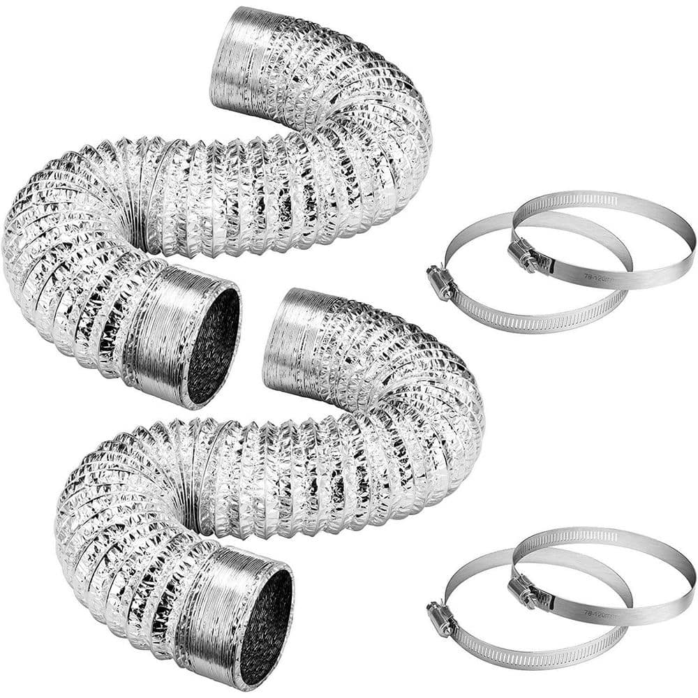 VIVOSUN 4 in. x 25 ft. Aluminum Flexible Dryer Vent Hose with 2-Clamps for HVAC Ventilation (2-Pack) (1)