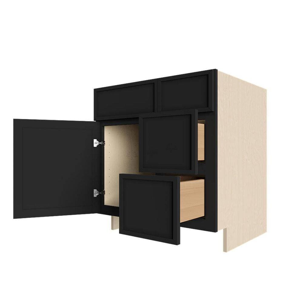 LifeArt Cabinetry Slim Shaker Sink Base Bath Vanity Cabinet without Top with 2-Right Drawers Assembled (3)