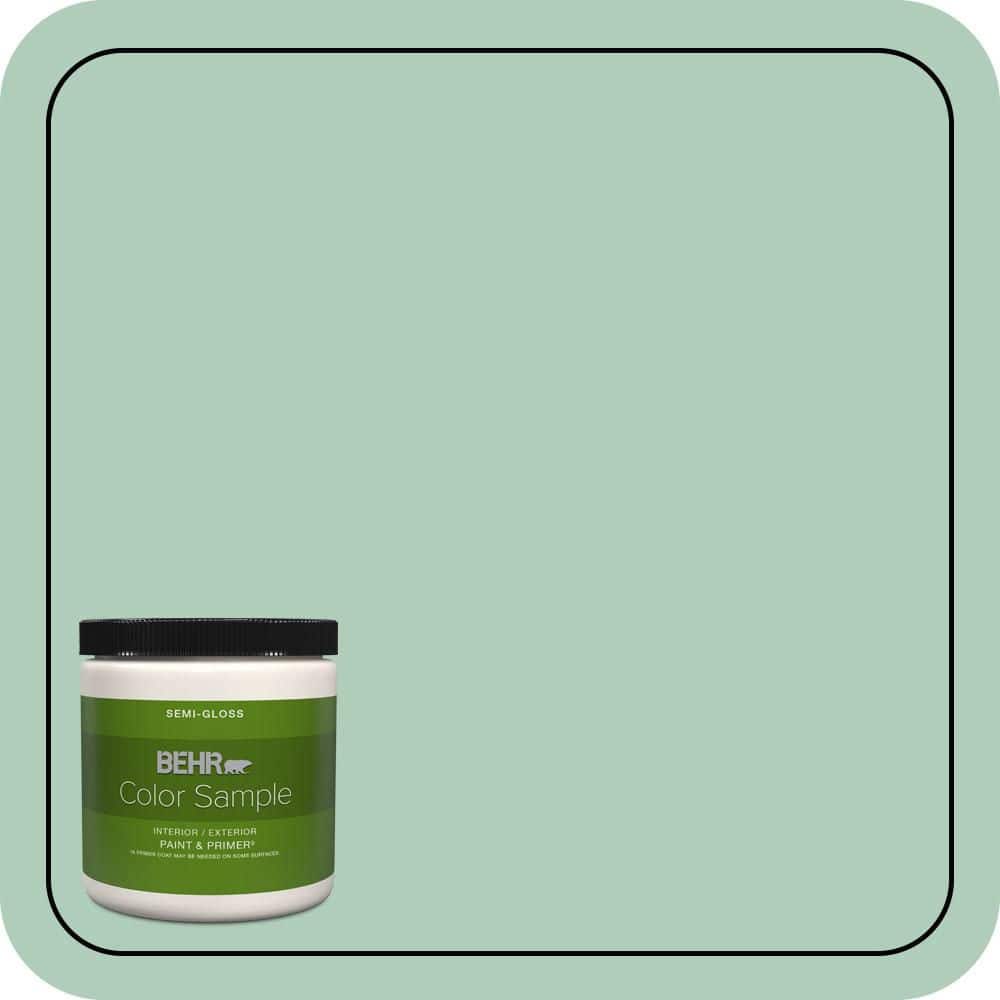 BEHR PREMIUM PLUS 8 oz. #T13-12 Jazzy Jade Semi-Gloss Interior/Exterior Paint & Primer Color Sample