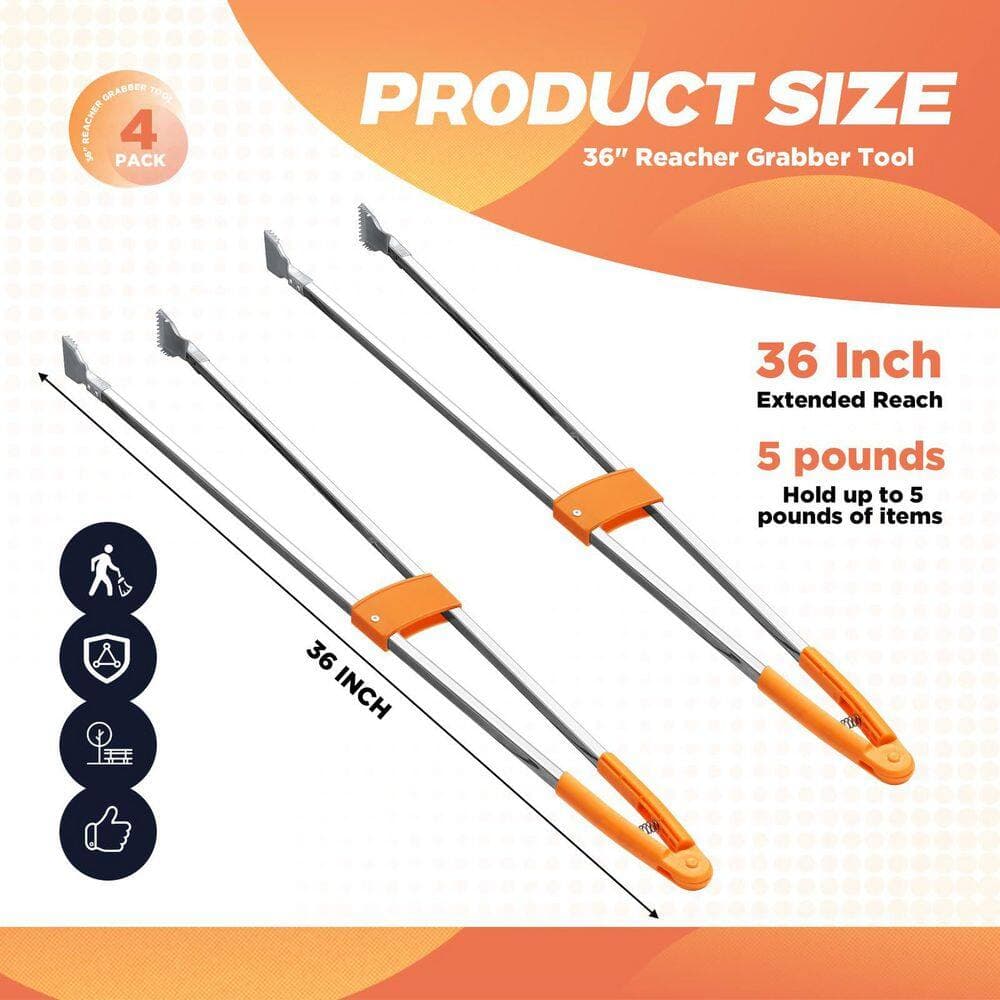 Misopily 36 in. Reacher Grabber Tool Lightweight Aluminum Litter Pick Up Stick Rustproof Trash Picker 4-Pack (2)
