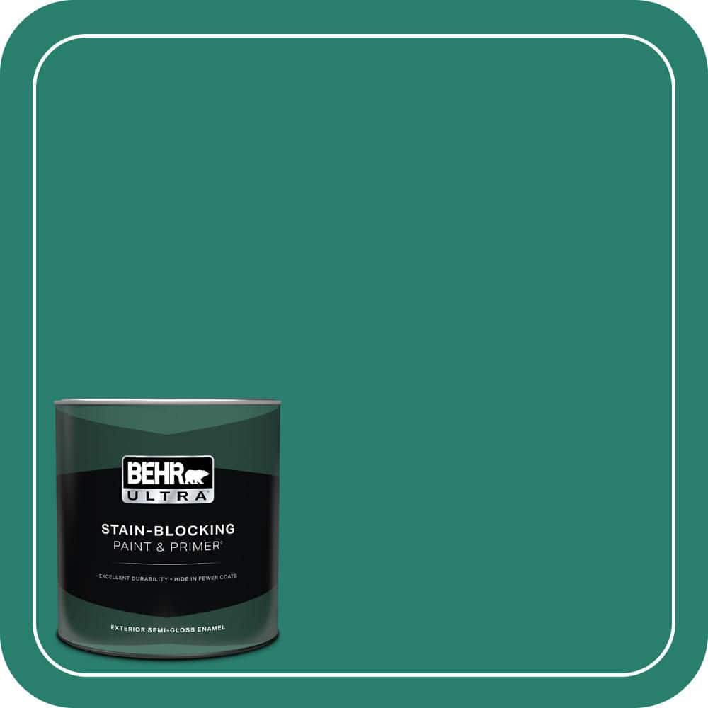 BEHR ULTRA 1 qt. #P440-7 Mermaid Sea Semi-Gloss Enamel Exterior Paint & Primer