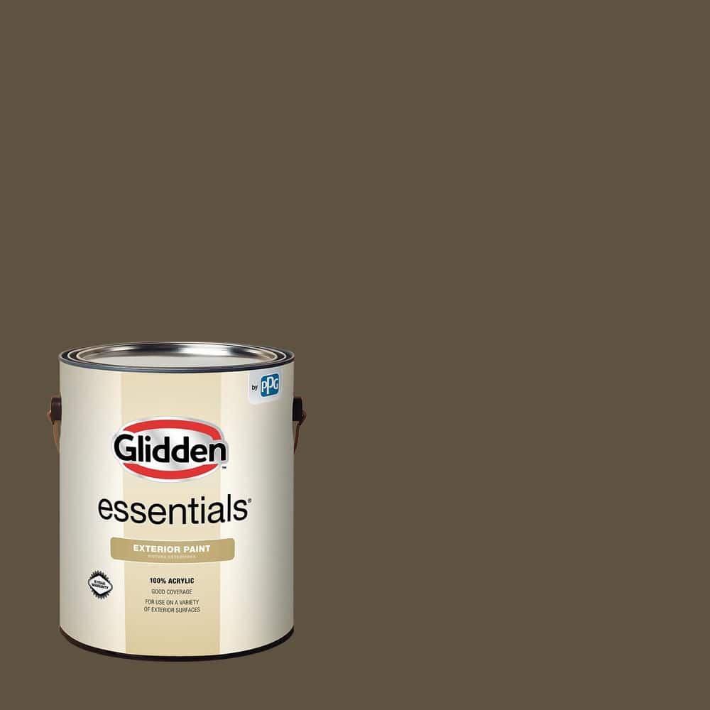 Glidden Essentials 1 gal. PPG1024-7 Friar's Brown Flat Exterior Paint (1)
