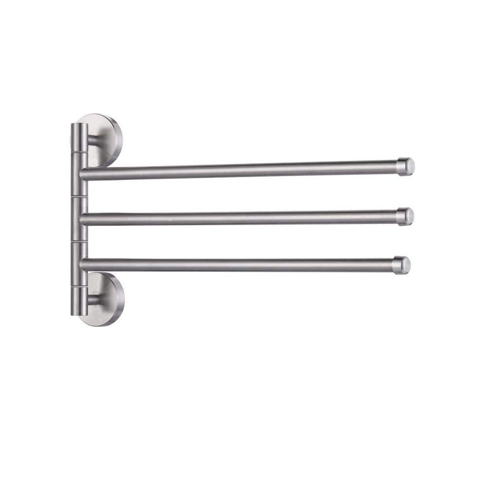 AVITAS 180° Rotation 3-Bar Wall Mounted Towel Rack in Brushed Nickel (1)