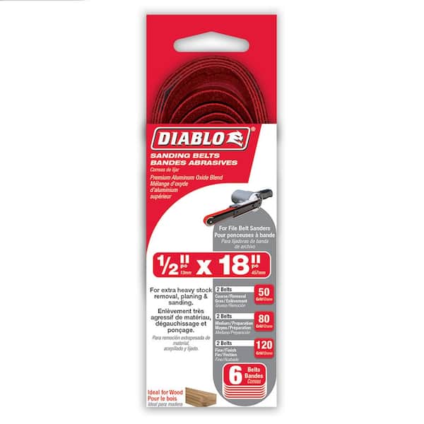DIABLO ½ in. x 18 in. Assorted File Sanding Belt (2)