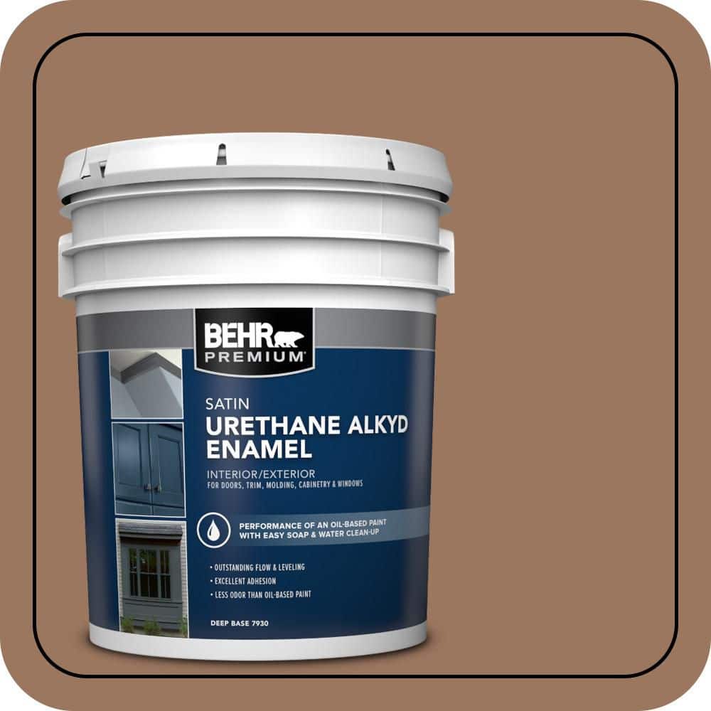 BEHR PREMIUM 5 gal. #S220-6 Baked Sienna Urethane Alkyd Satin Enamel Interior/Exterior Paint