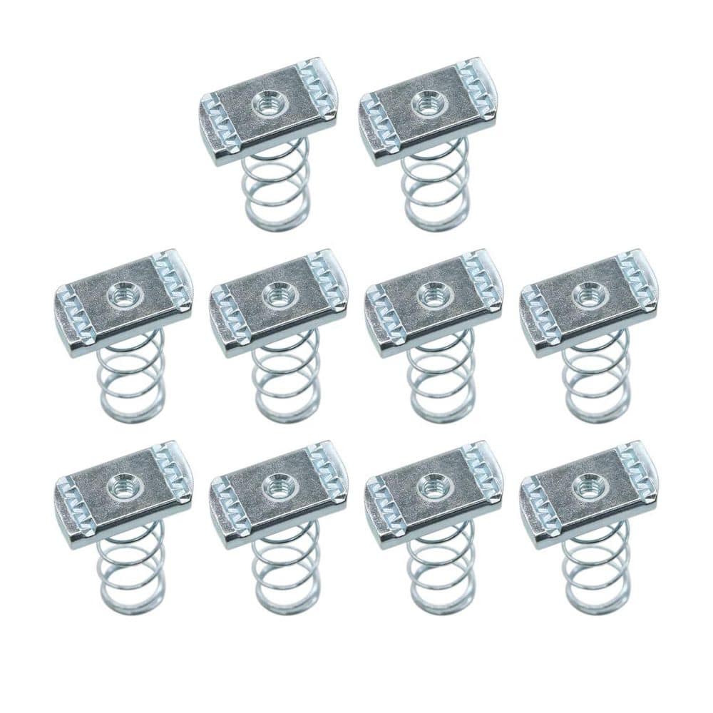 Ahfiwaso 1/4 in. - 20 Long Spring Strut Channel Nuts with Zinc Electroplate Finish for Great Use Unistrut Channels, 10-Packs (1)