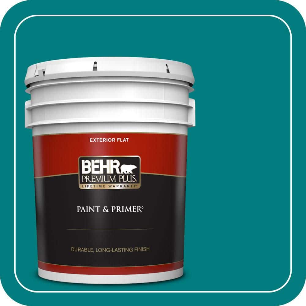 BEHR PREMIUM PLUS 5 gal. #S-G-500 Tropical Waters Flat Exterior Paint & Primer