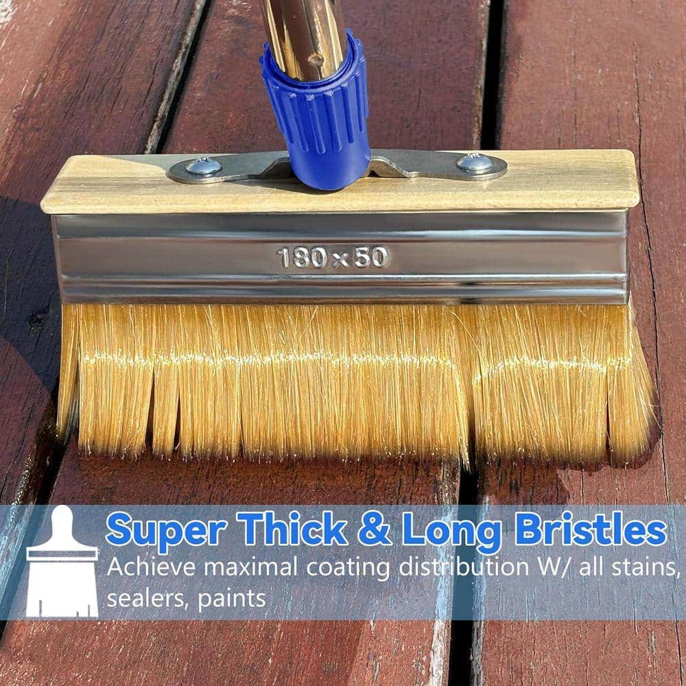 KIWDZFU 7 Deck Stain Brush Applicator with 60 Telescopic Handle and 3 Paint Brush for Woodstains Oils Decking Fence (2)