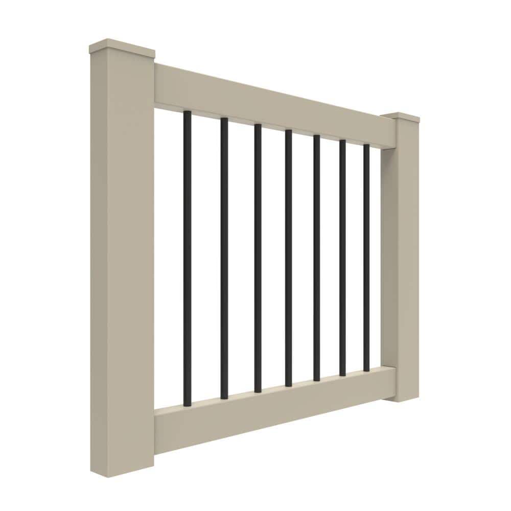 Barrette Outdoor Living Bella Premier Series 46.5 in. x 36 in. Clay Vinyl Deck Railing Gate Kit with Aluminum Balusters (3)