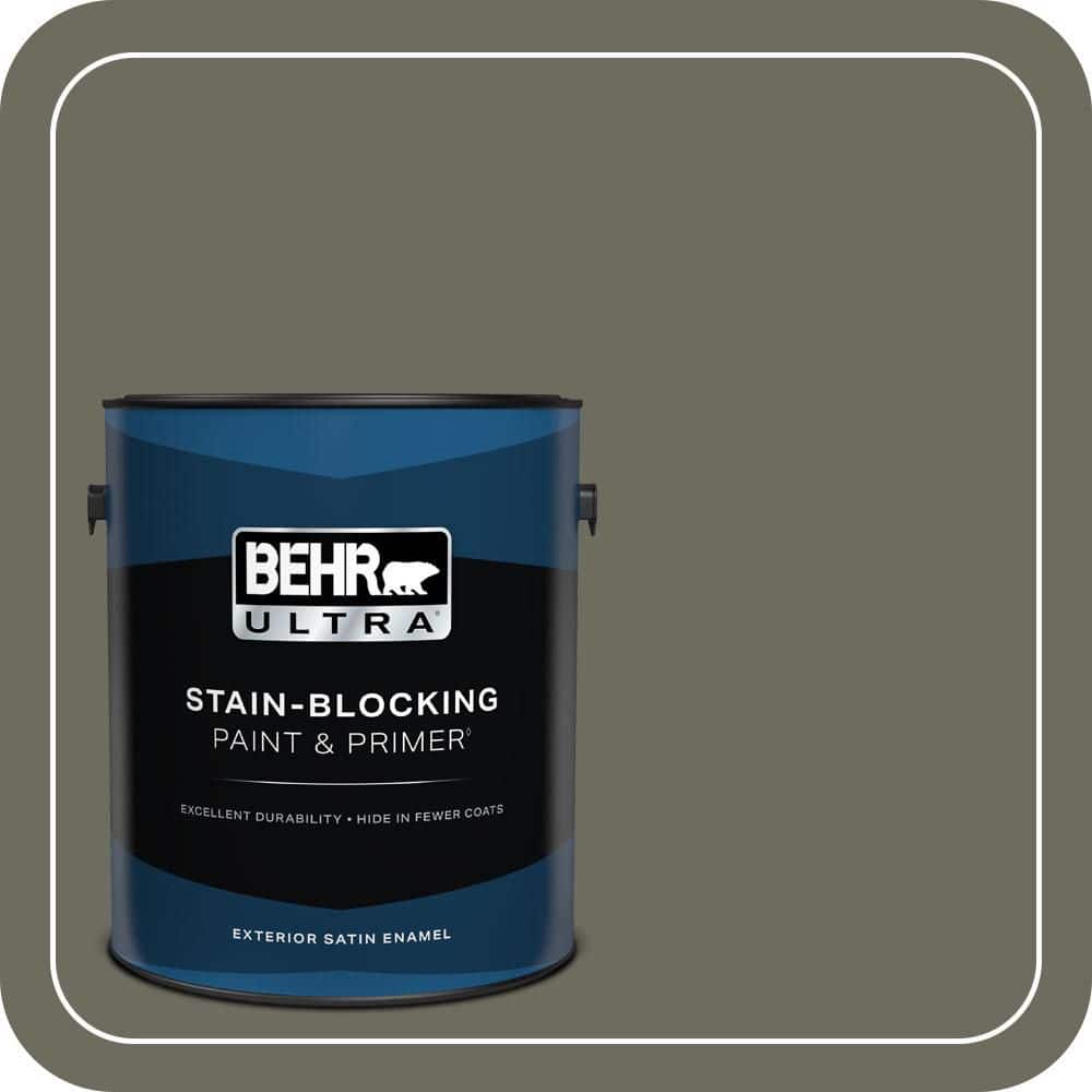 BEHR ULTRA 1 gal. #N370-6 Gladiator Gray Satin Enamel Exterior Paint & Primer (1)