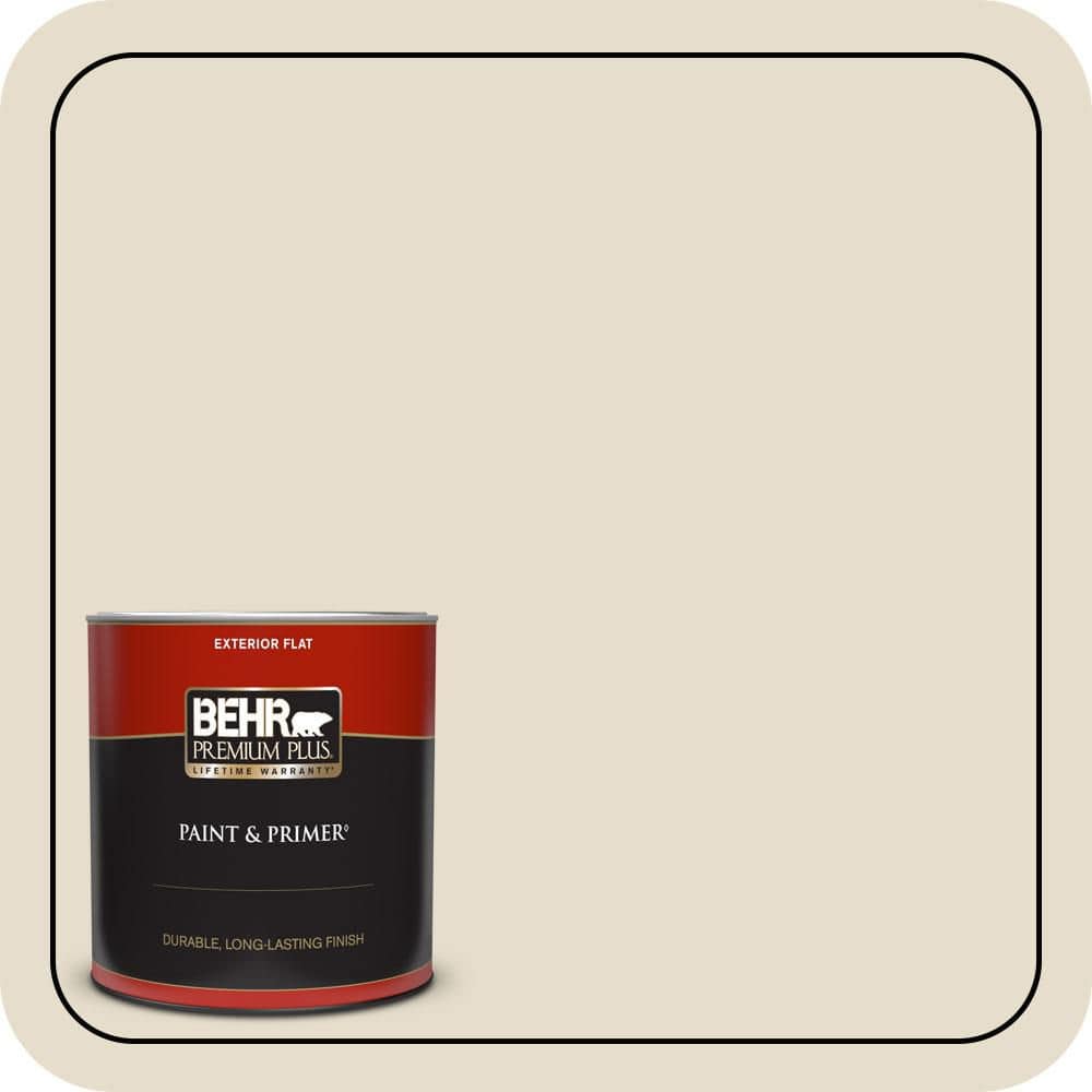 BEHR PREMIUM PLUS 1 qt. #MQ3-12 Ivory Paper Flat Exterior Paint & Primer