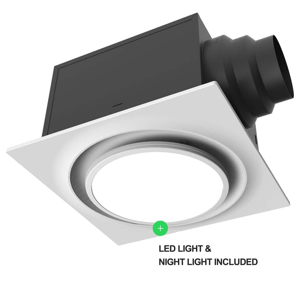Aero Pure Low Profile CFM 0.9 Sones Quiet Ceiling Bathroom Ventilation Fan with LED Light/Night Light (3)