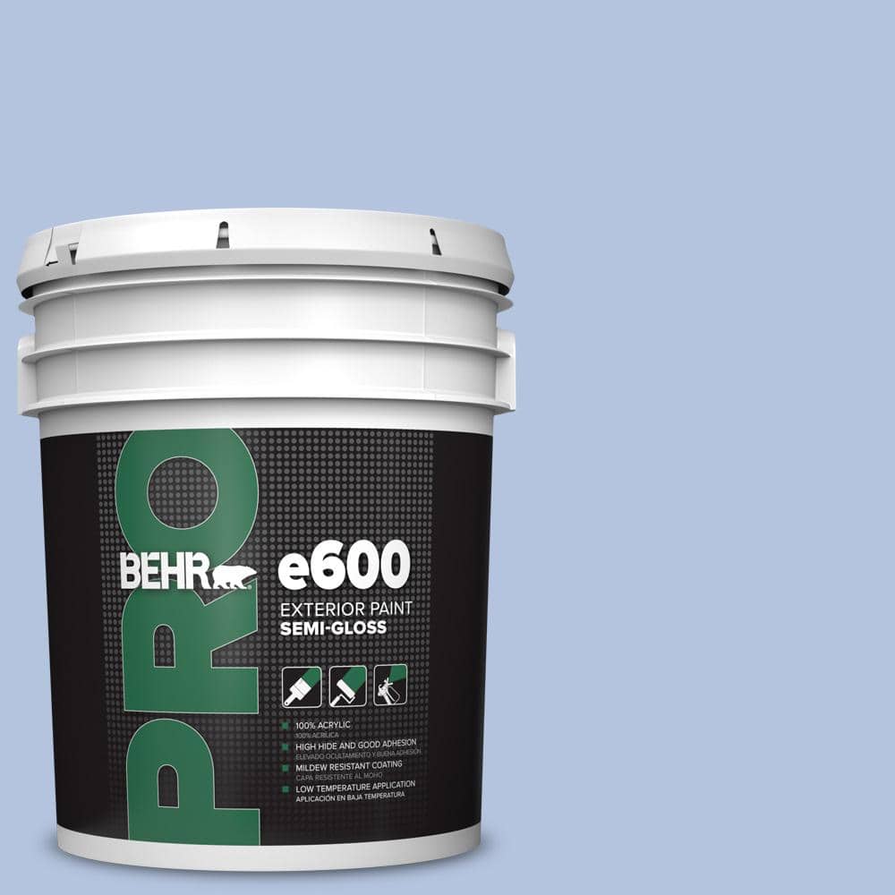 BEHR PRO 5 gal. #600C-3 Periwinkle Bud Semi-Gloss Exterior Paint