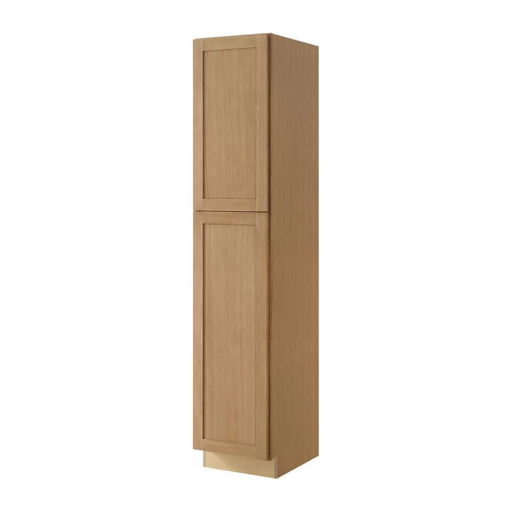 Hampton Bay Avondale 18 in. W x 24 in. D x 90 in. H Ready to Assemble Plywood Shaker Pantry Kitchen Cabinet in White Oak