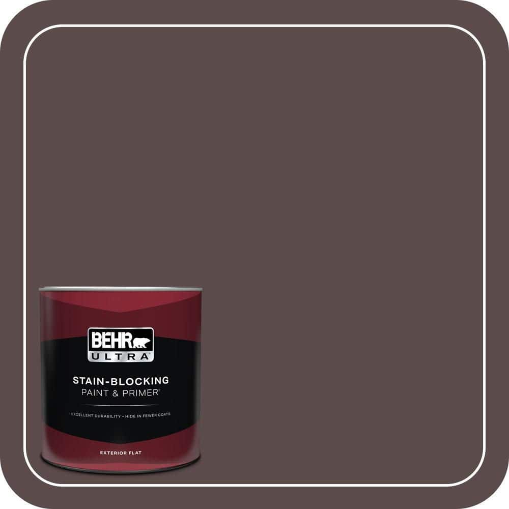 BEHR ULTRA 1 qt. #MQ1-43 Piano Brown Flat Exterior Paint & Primer