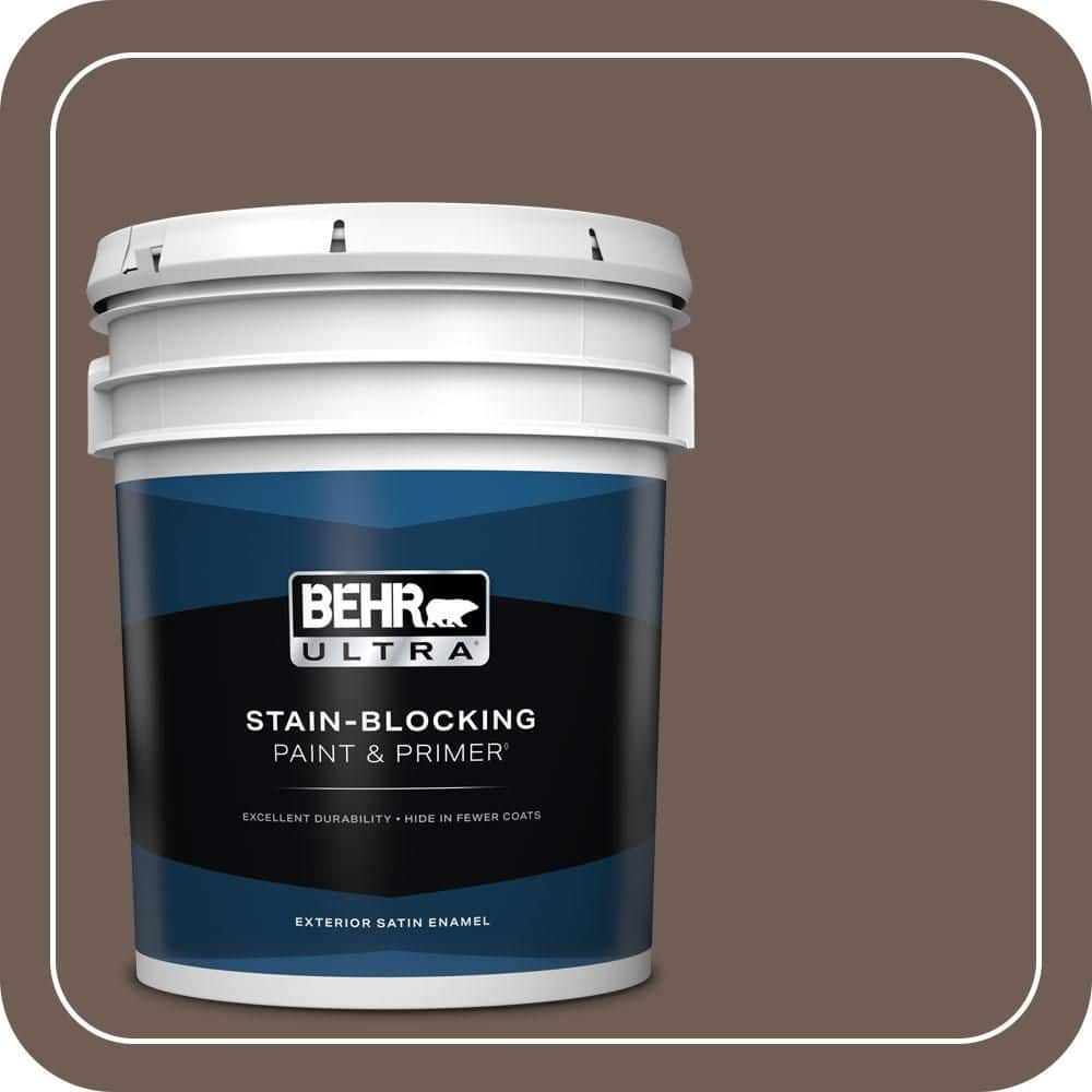 BEHR ULTRA 5 gal. #N210-6 Swiss Brown Satin Enamel Exterior Paint & Primer
