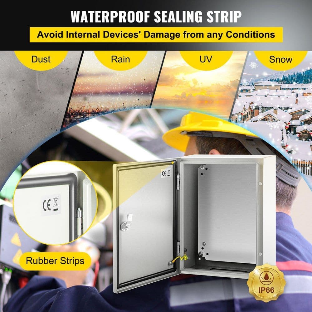 BIBIVIS 16 in. x 12 in. x 6 in. Carbon Steel Electrical Box, IP66 Waterproof & Dust Resistant, Suitable for Outdoor Use (3)