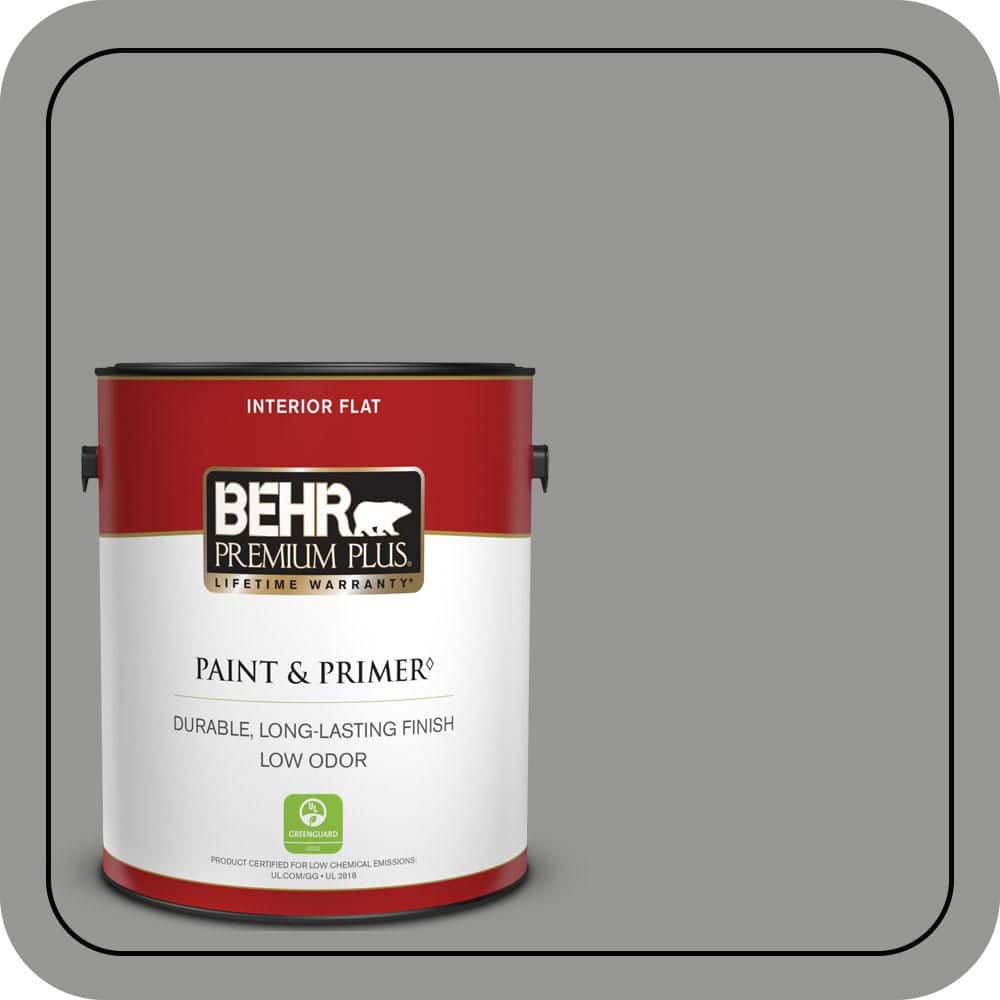 BEHR PREMIUM PLUS 1 gal. #PPU24-19 Shark Fin Flat Low Odor Interior Paint & Primer (1)